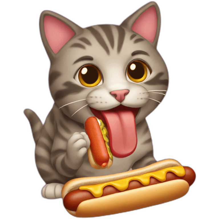 cat eating hotdog emoji