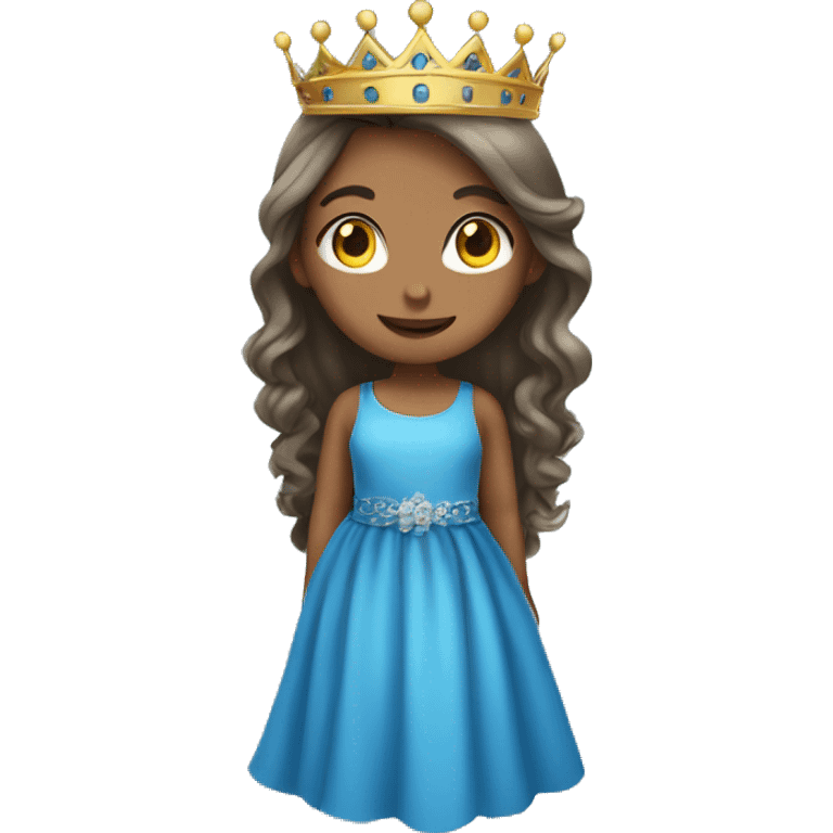 Girl in blue dress long hair and crown emoji