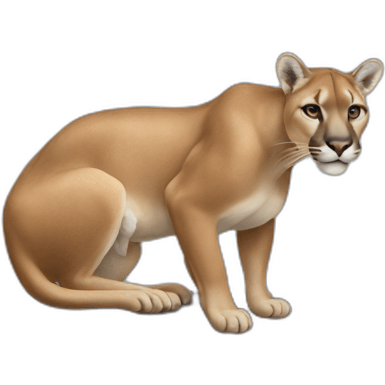 Cougar sitting on a navy blue cow emoji