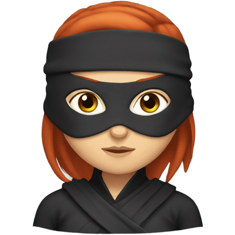 female caucasian red haired ninja with face covered emoji