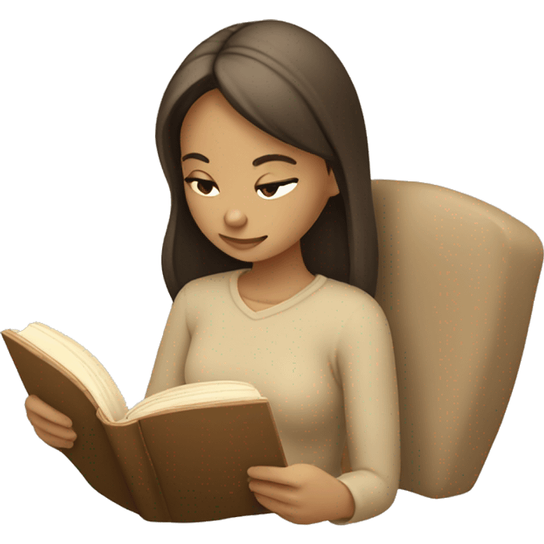 Girl reading a book. In beige tones  emoji