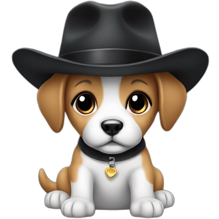 baby dog with a black hat emoji