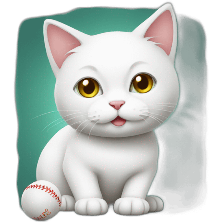 white cat with ball emoji