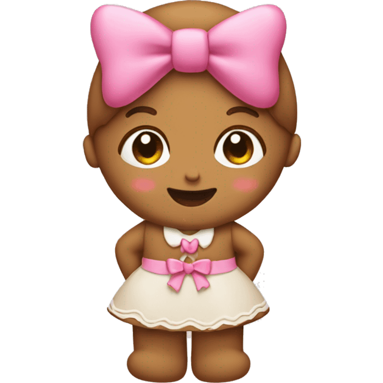 A girl gingerbread with a pink bow. Neutral colours emoji