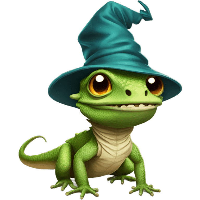 Lizard with a wizard hat emoji