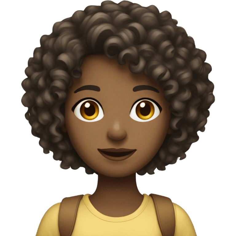 Graphic Designer brunette curly hair girl with laptop emoji