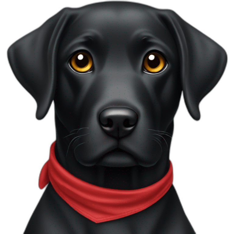 Labrador couleur noir avec un bandana rouge emoji