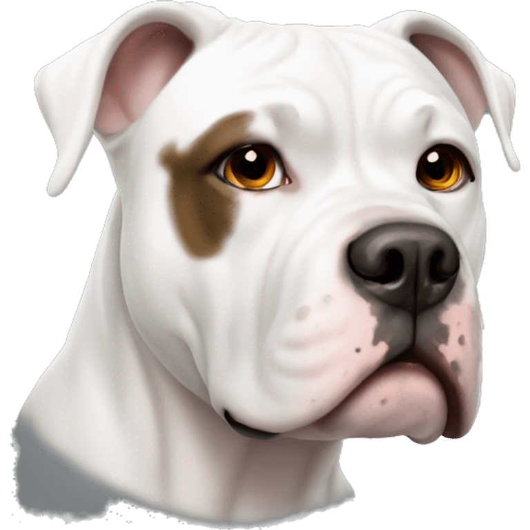 White American bulldog with brown spot left eye emoji