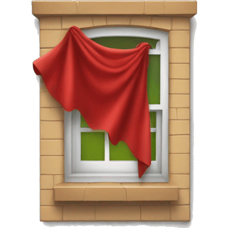 a window with a red cape and a face emoji