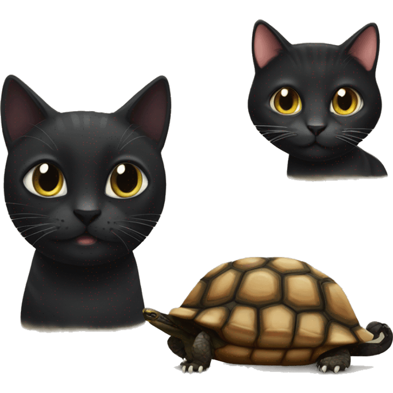 Black cat and tortoise cat emoji