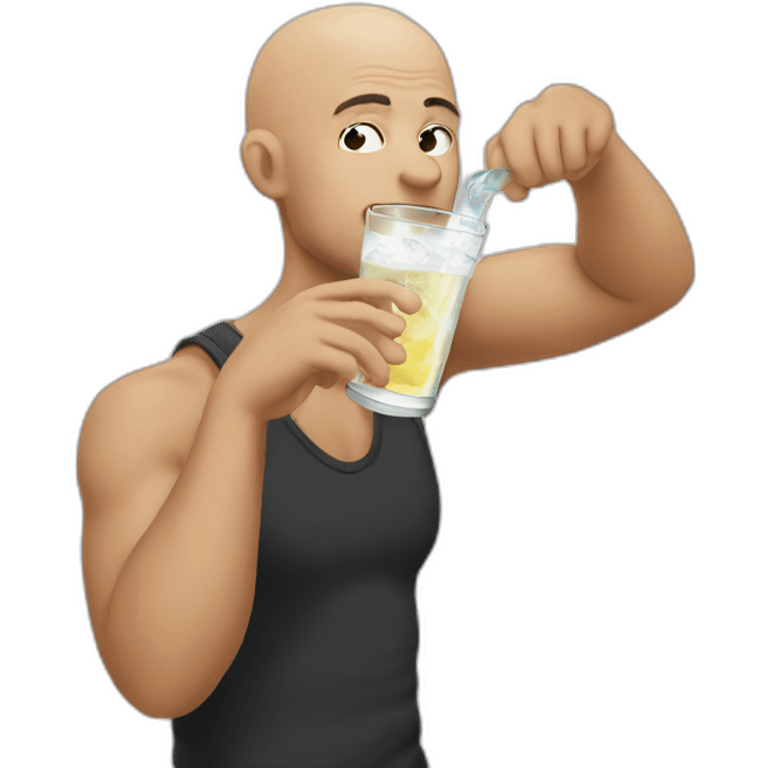 Bald man drinking white claw emoji