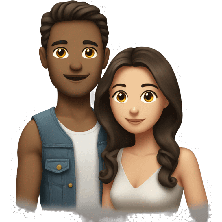 Brunette lovely couple emoji