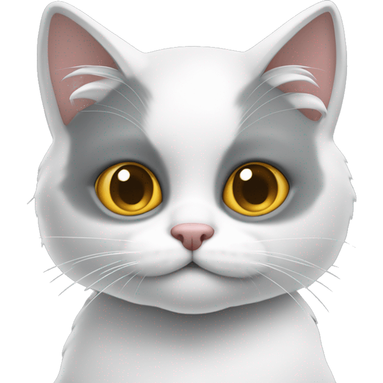 Gato blanco con dos manchitas grises sólo encima del ojo emoji