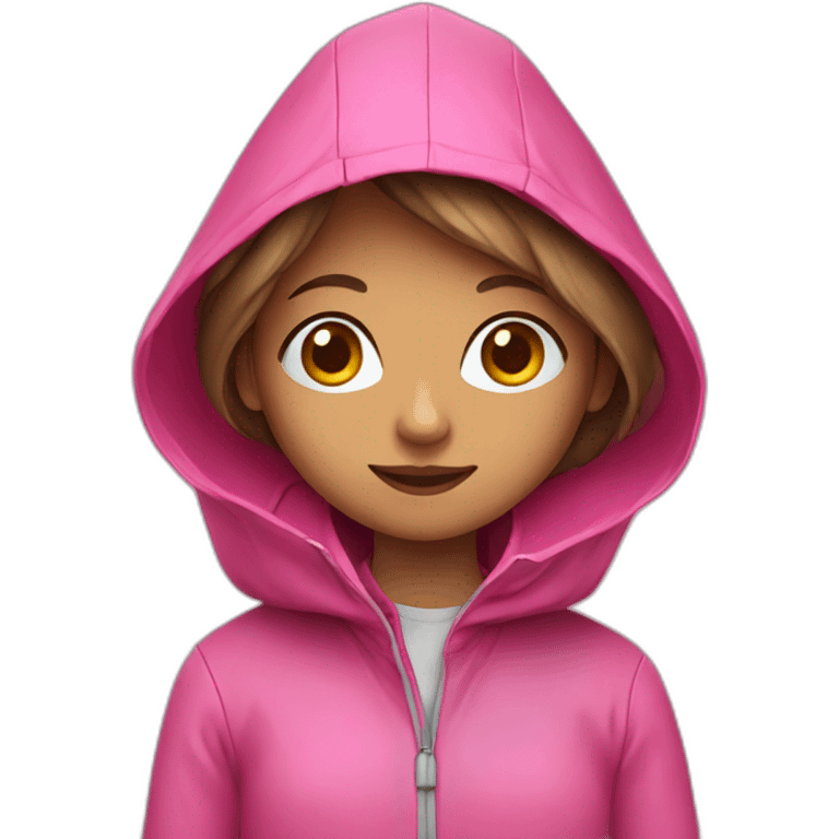 Girl with pink raincoat emoji