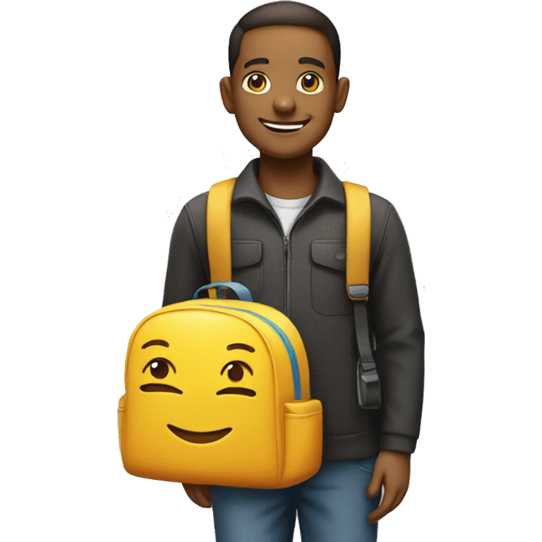 emoji with school bag smiling emoji