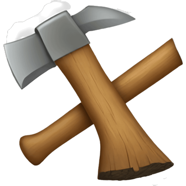 wood stump with axe cutting into it emoji