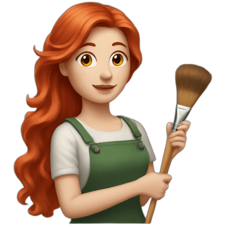 Red hair woman painting with brushes in hand emoji