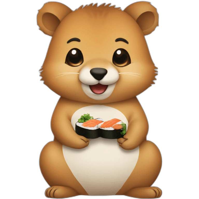 happy Quokka with cheeks with sushi emoji