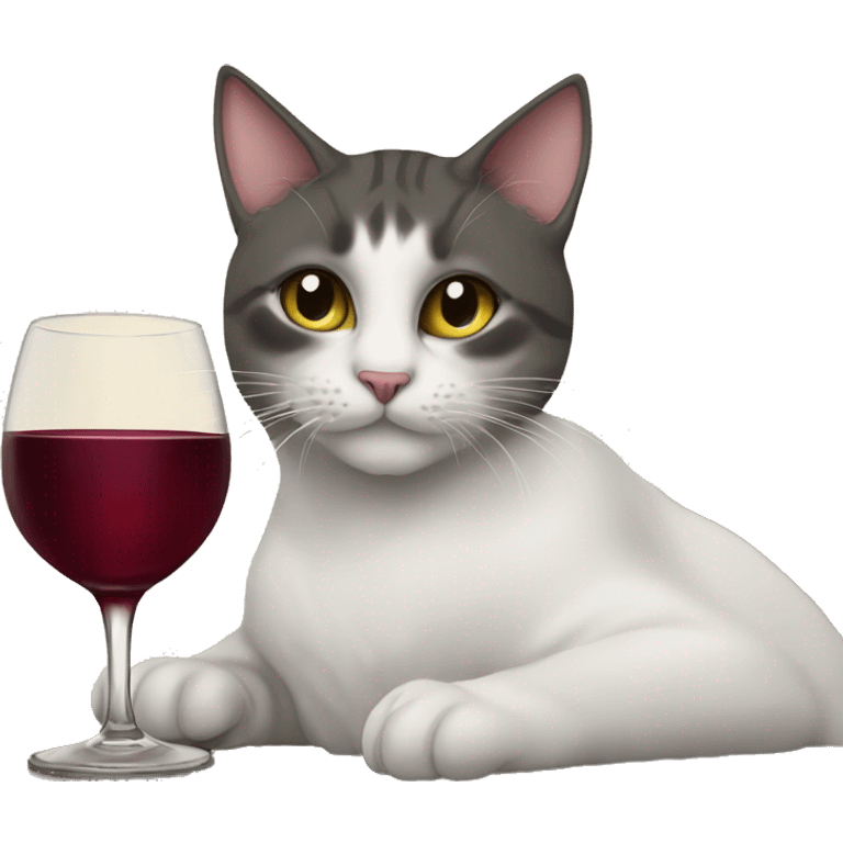 cat drinking wine by a lak emoji