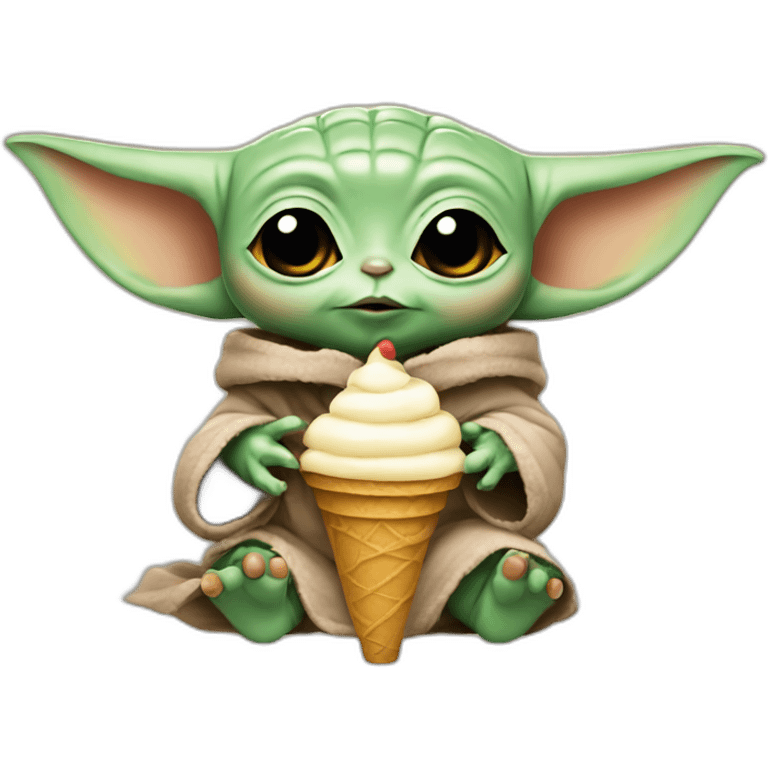 Baby yoda with ice cream emoji