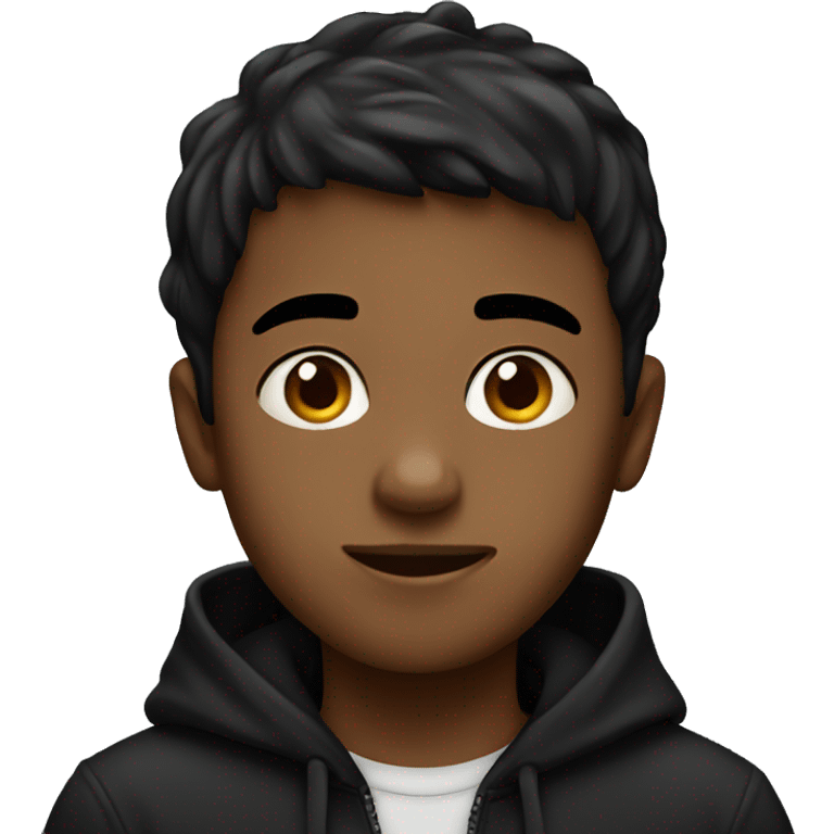 A boy wearing a black hoddie emoji