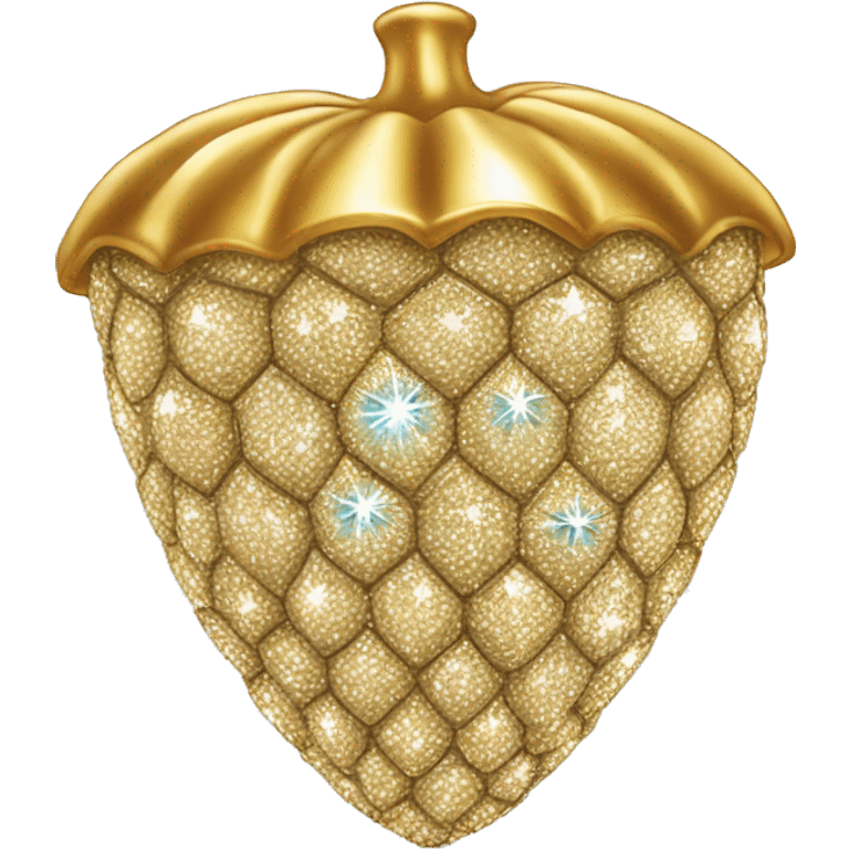 a diamond acorn, sparkling, gold top emoji