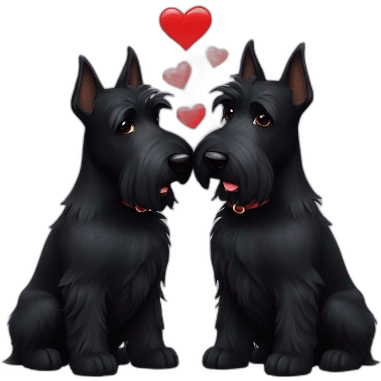 Two black Scottish terrier kissing emoji