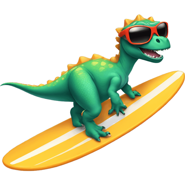 dinosaur surfing with sunglasses emoji