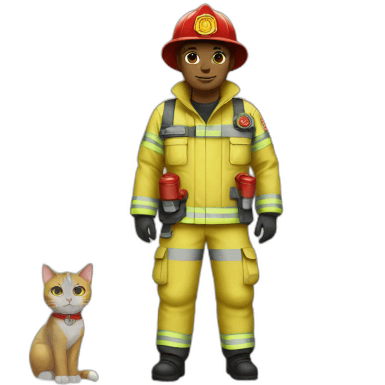 White cats fullbody wear firefighter uniforms emoji