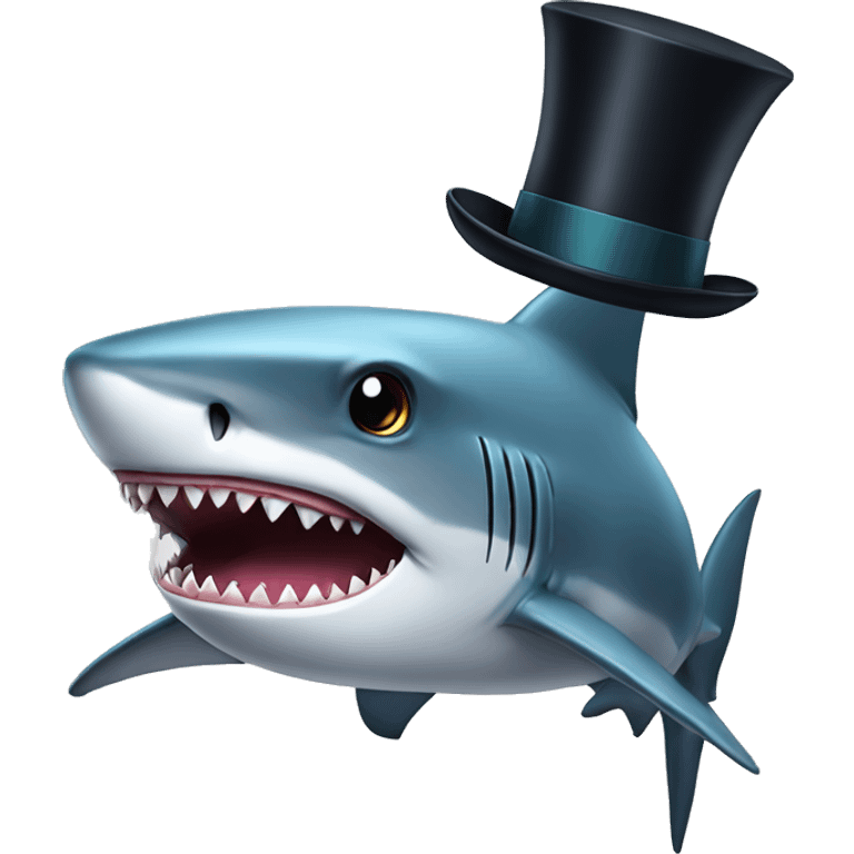 Shark with a top hat emoji