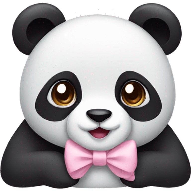 Panda with light pink bow emoji