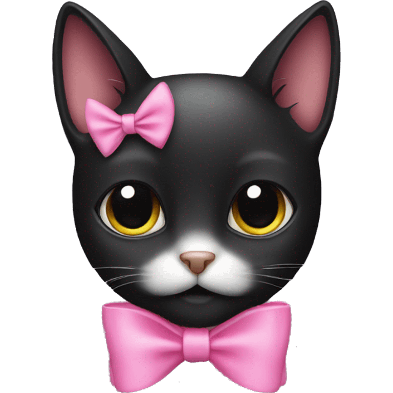 Black cat with pink bow emoji