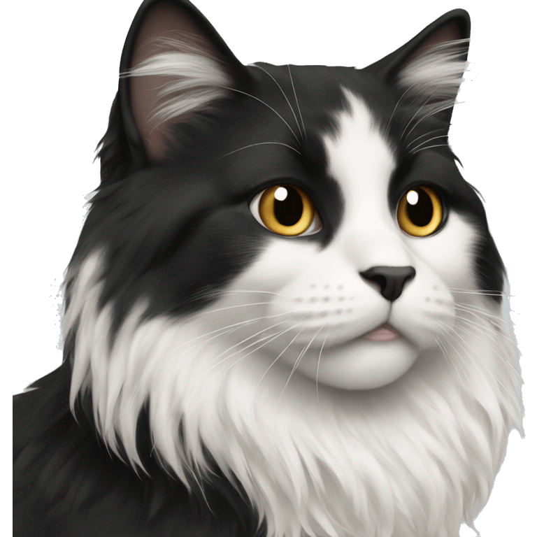 black and white cat long haired emoji