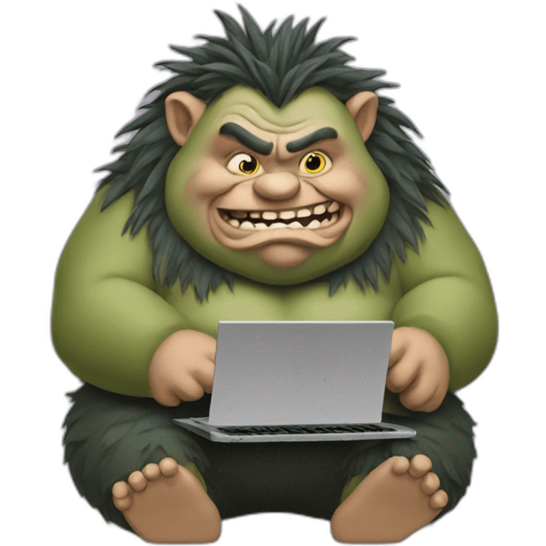 fat troll typing on a keyboard emoji