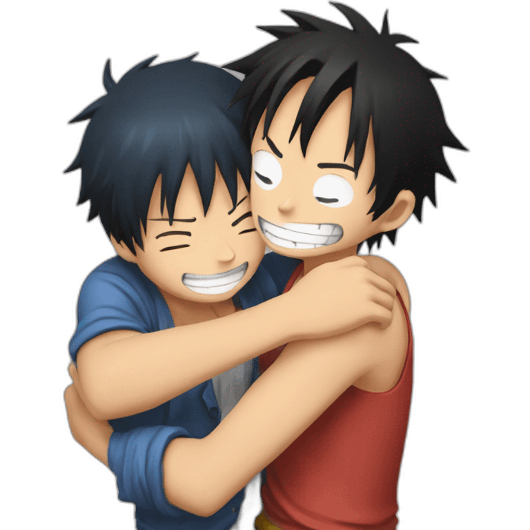 luffy with ace hug emoji