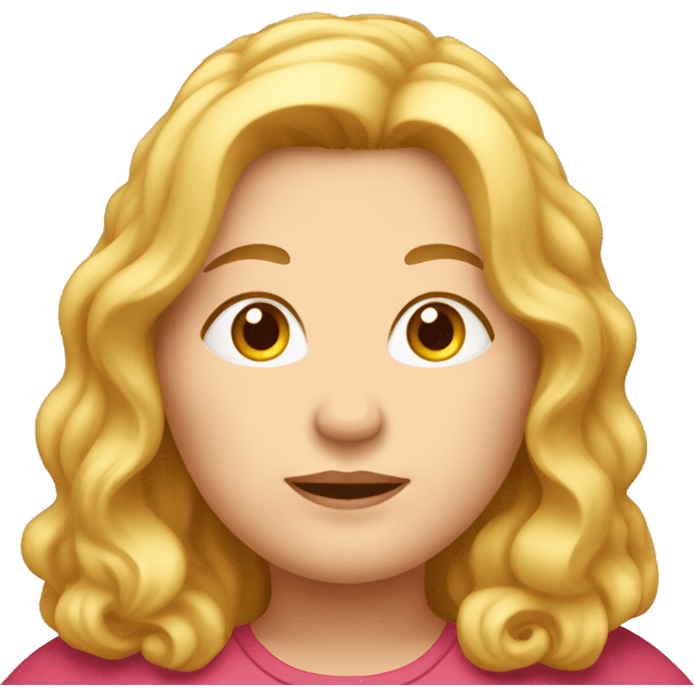 Obesity. A middle-aged woman with golden long hair. emoji