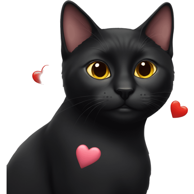 A black cat with hearts in her eyes emoji