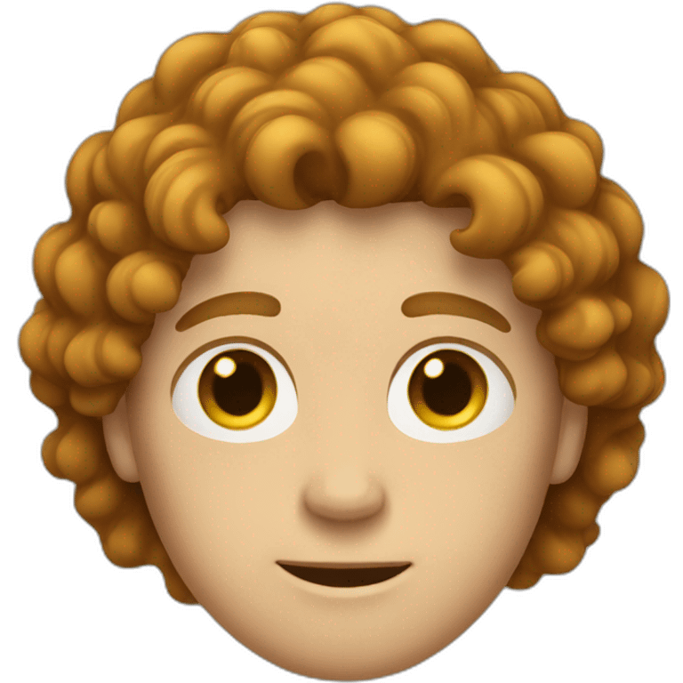 white guy with brown curly middle parting hair emoji