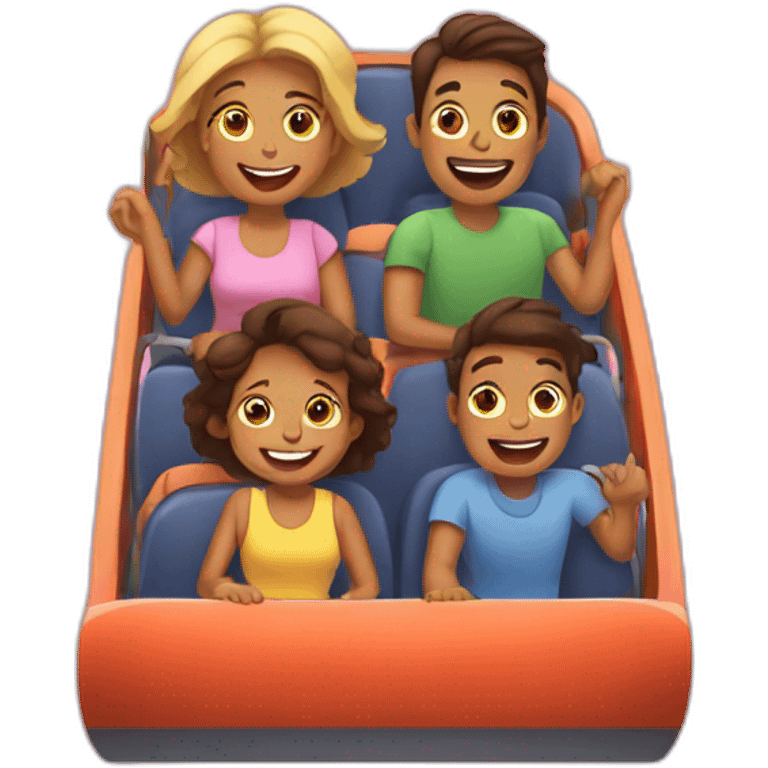 A mom on a rollercoaster with her daughter and son emoji