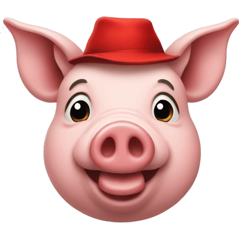 a pig with a red hat emoji