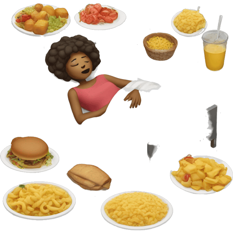 Woman in food coma emoji