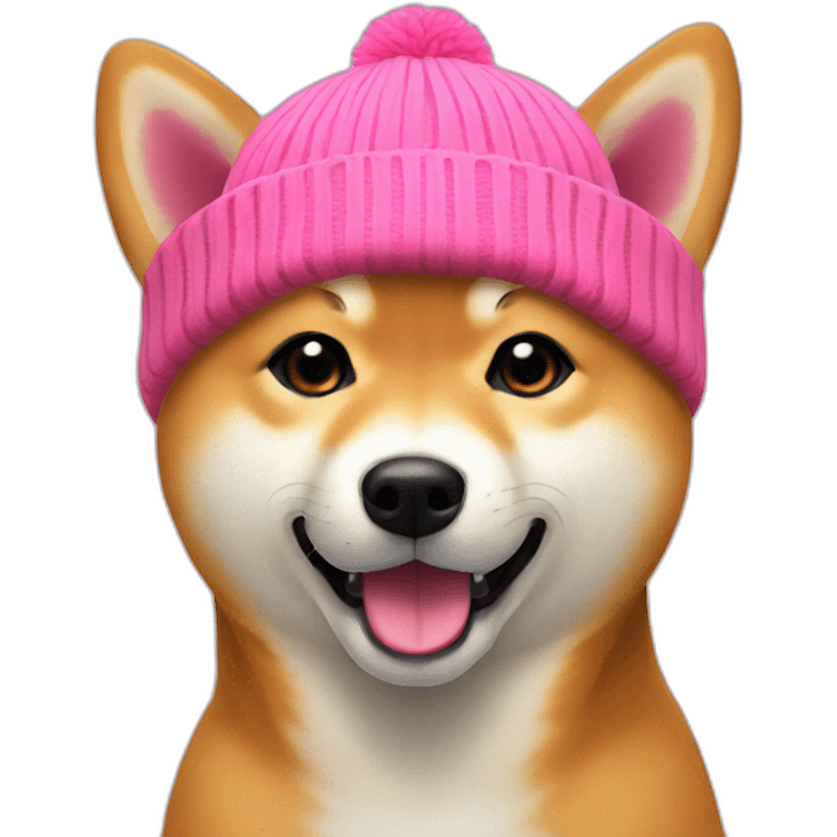 shiba inu with pink beanie emoji