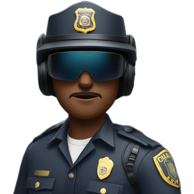 police from the side wearing oculus quest emoji