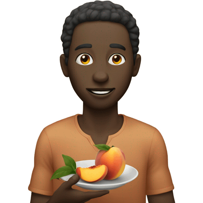 african man eating a peach emoji