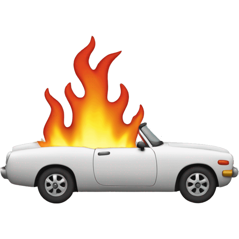 car with fire and name laura emoji