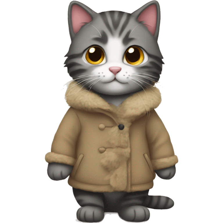 kitty with a coat emoji