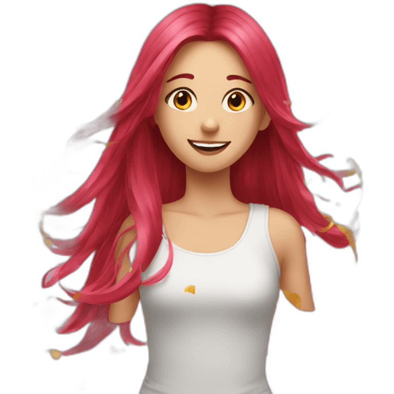 girl-long-straight-rosered-hair-throwing-confetti emoji