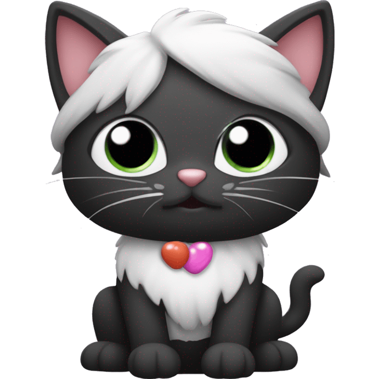 gato preto com a boca branca e olhos meiguinhos e doces emoji