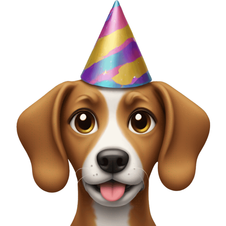 a dog wearing a party hat emoji