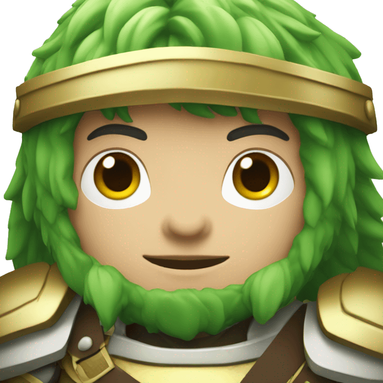 barbarian soldier with white skin and green armor facing forward  emoji